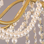 Crystal Pearl Chandelier in Brass with Clear Crystal Beads