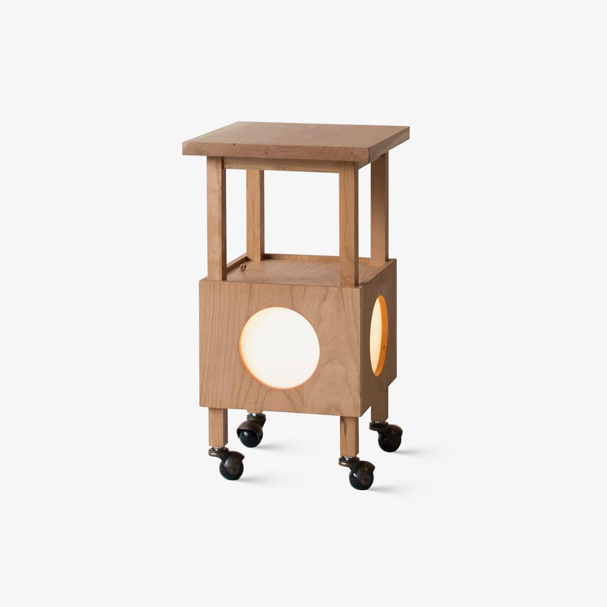 Cubby Mobile Table Lamp in Cherry Wood and Acrylic