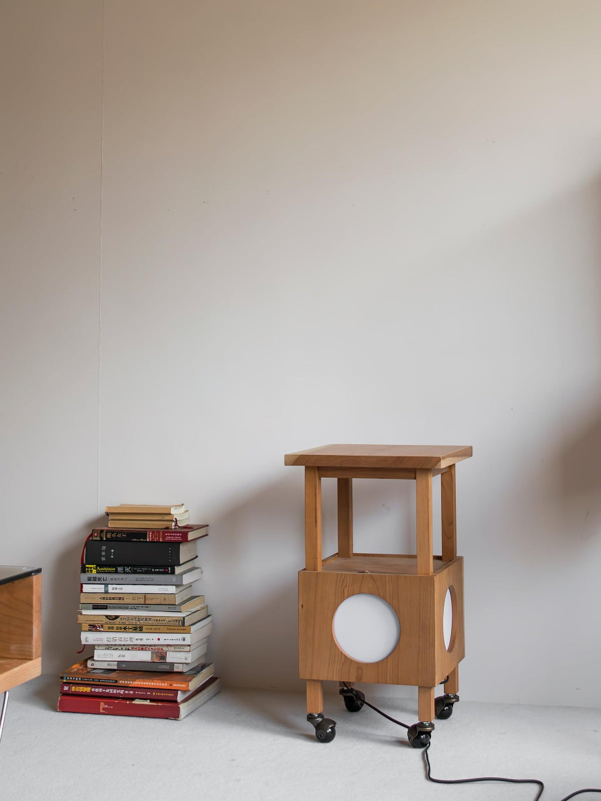 Cubby Mobile Table Lamp in Cherry Wood and Acrylic