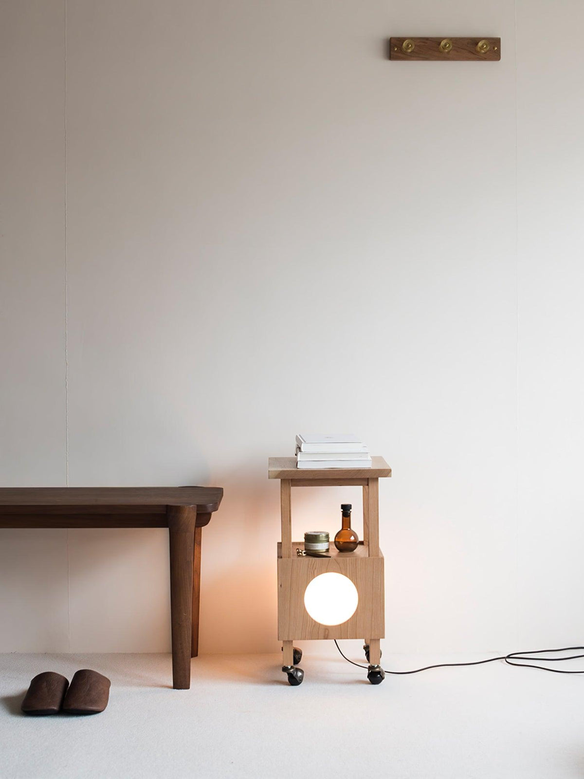 Cubby Mobile Table Lamp in Cherry Wood and Acrylic