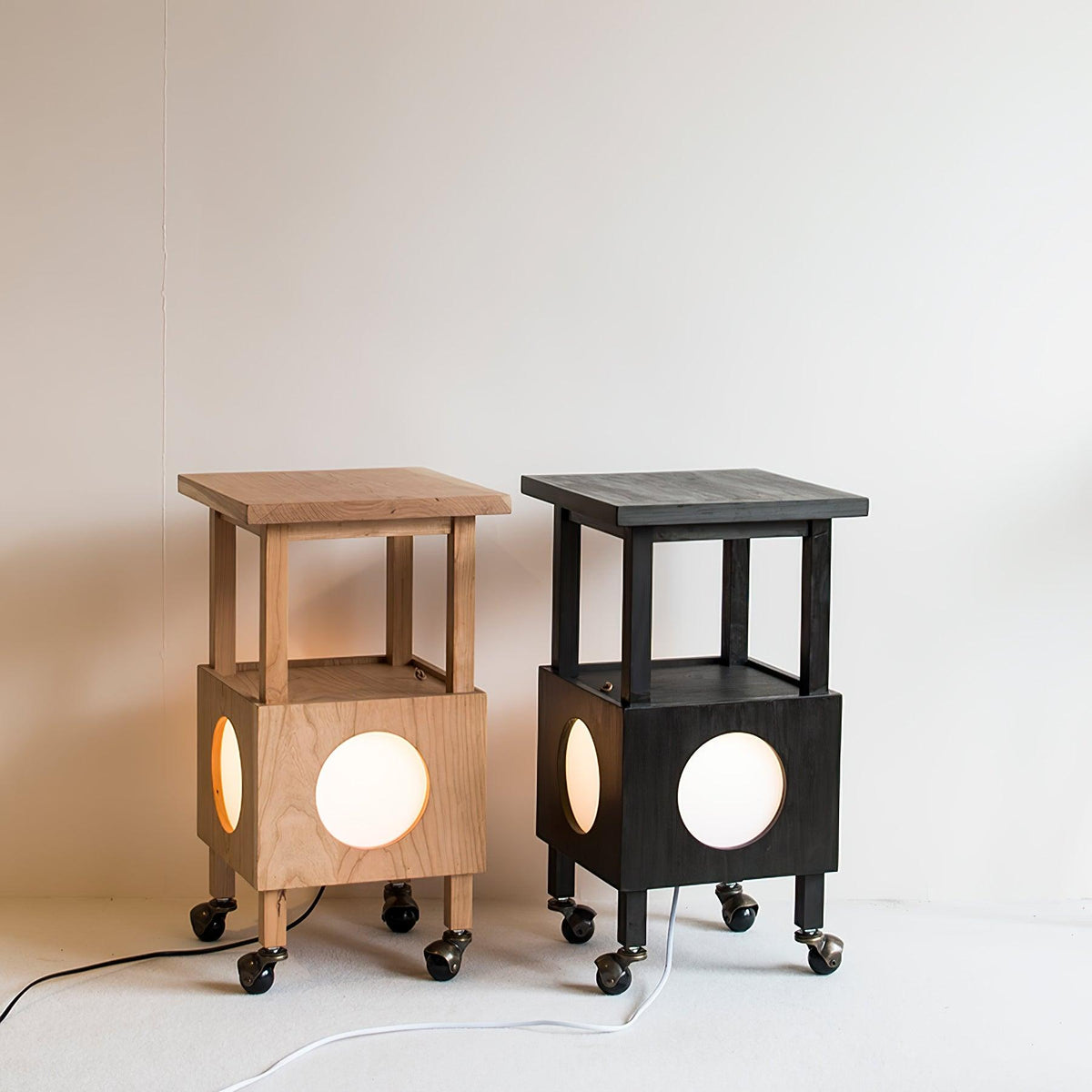 Cubby Mobile Table Lamp in Cherry Wood and Acrylic