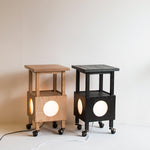 Cubby Mobile Table Lamp in Cherry Wood and Acrylic