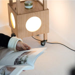 Cubby Mobile Table Lamp in Cherry Wood and Acrylic