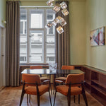 Cubic Luster Cascade Chandelier – Modern Geometric Crystal Pendant Light
