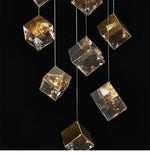 Cubic Luster Cascade Chandelier – Modern Geometric Crystal Pendant Light