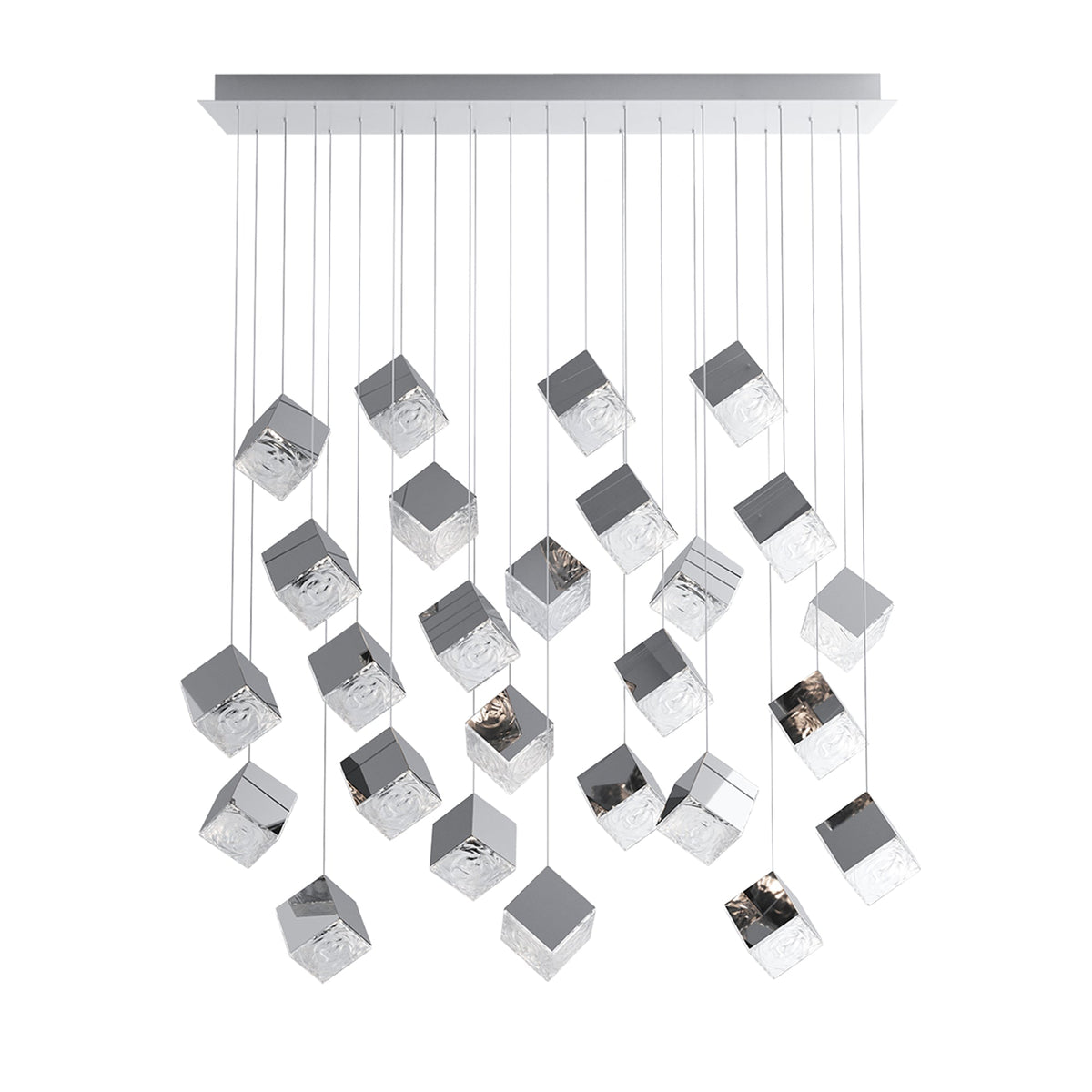 Cubic Luster Cascade Chandelier – Modern Geometric Crystal Pendant Light
