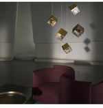 Cubic Luster Cascade Chandelier – Modern Geometric Crystal Pendant Light