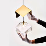 Cubic Luster Cascade Chandelier – Modern Geometric Crystal Pendant Light