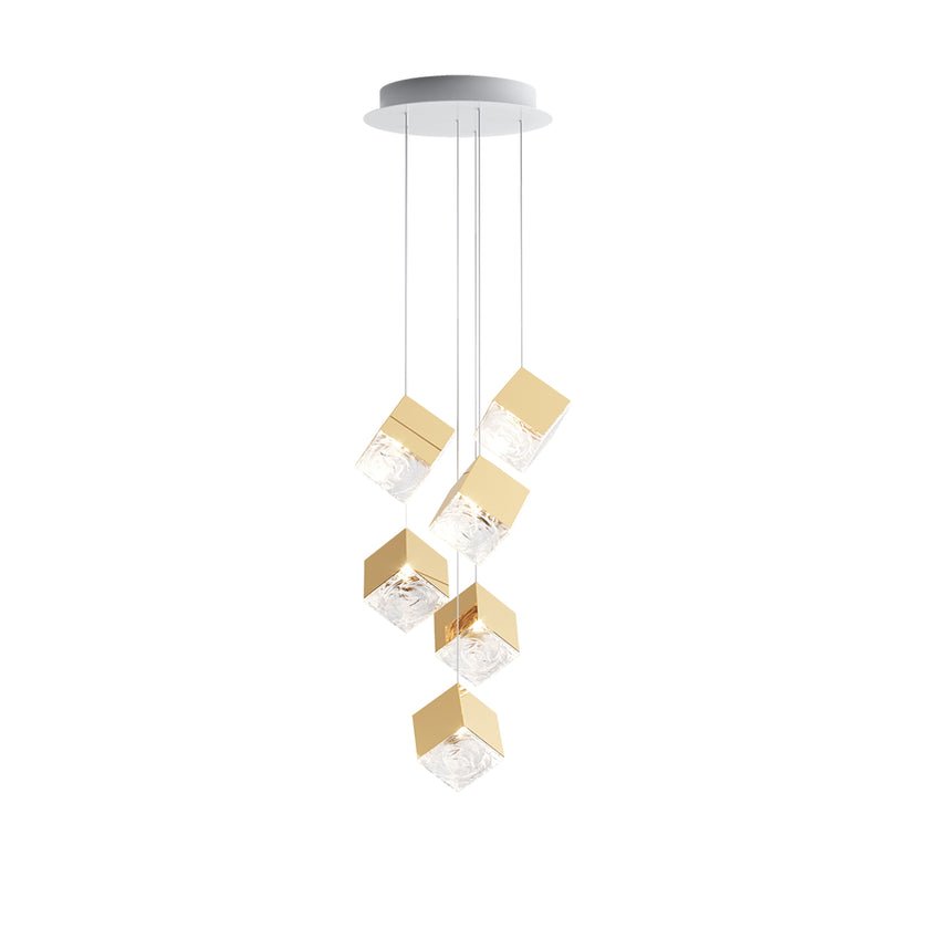 Cubic Luster Cascade Chandelier – Modern Geometric Crystal Pendant Light