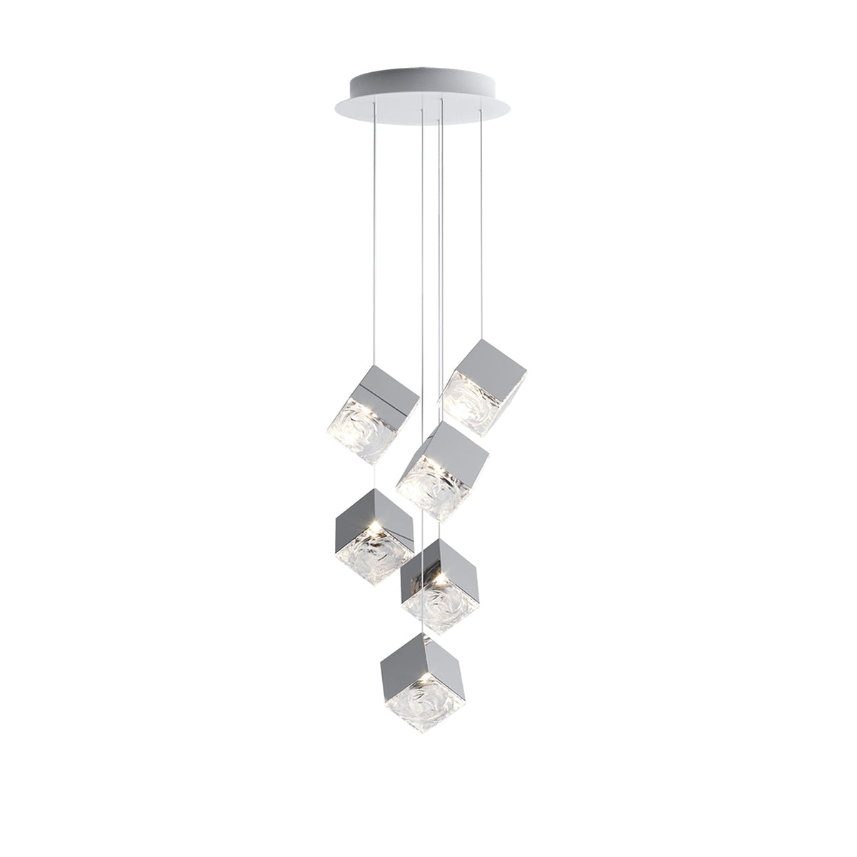 Cubic Luster Cascade Chandelier – Modern Geometric Crystal Pendant Light