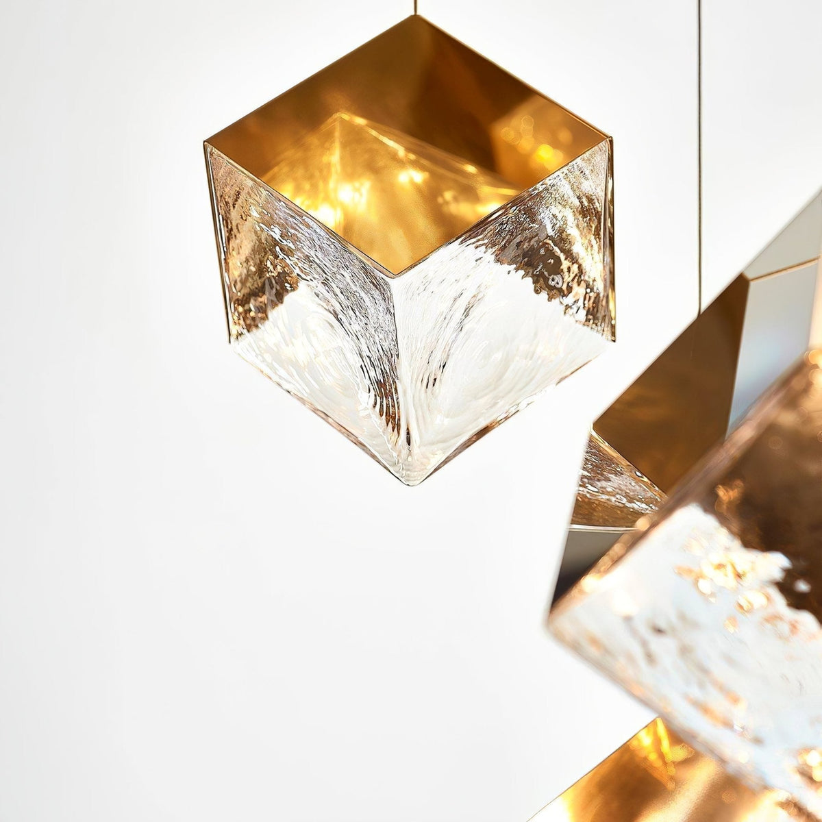 Cubic Luster Cascade Chandelier – Modern Geometric Crystal Pendant Light