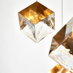 Cubic Luster Cascade Chandelier – Modern Geometric Crystal Pendant Light