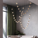 Cubic Luster Cascade Chandelier – Modern Geometric Crystal Pendant Light