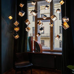 Cubic Luster Cascade Chandelier – Modern Geometric Crystal Pendant Light