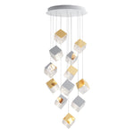 Cubic Luster Cascade Chandelier – Modern Geometric Crystal Pendant Light