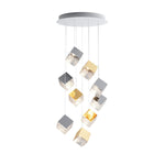Cubic Luster Cascade Chandelier – Modern Geometric Crystal Pendant Light