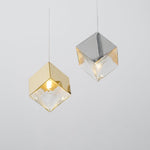 Cubic Luster Cascade Chandelier – Modern Geometric Crystal Pendant Light