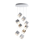 Cubic Luster Cascade Chandelier – Modern Geometric Crystal Pendant Light