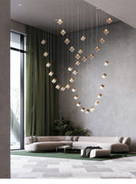 Cubic Luster Cascade Chandelier – Modern Geometric Crystal Pendant Light