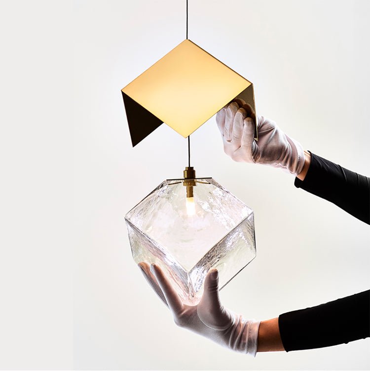 Cubic Luster Cascade Chandelier – Modern Geometric Crystal Pendant Light