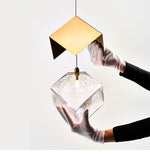 Cubic Luster Cascade Chandelier – Modern Geometric Crystal Pendant Light