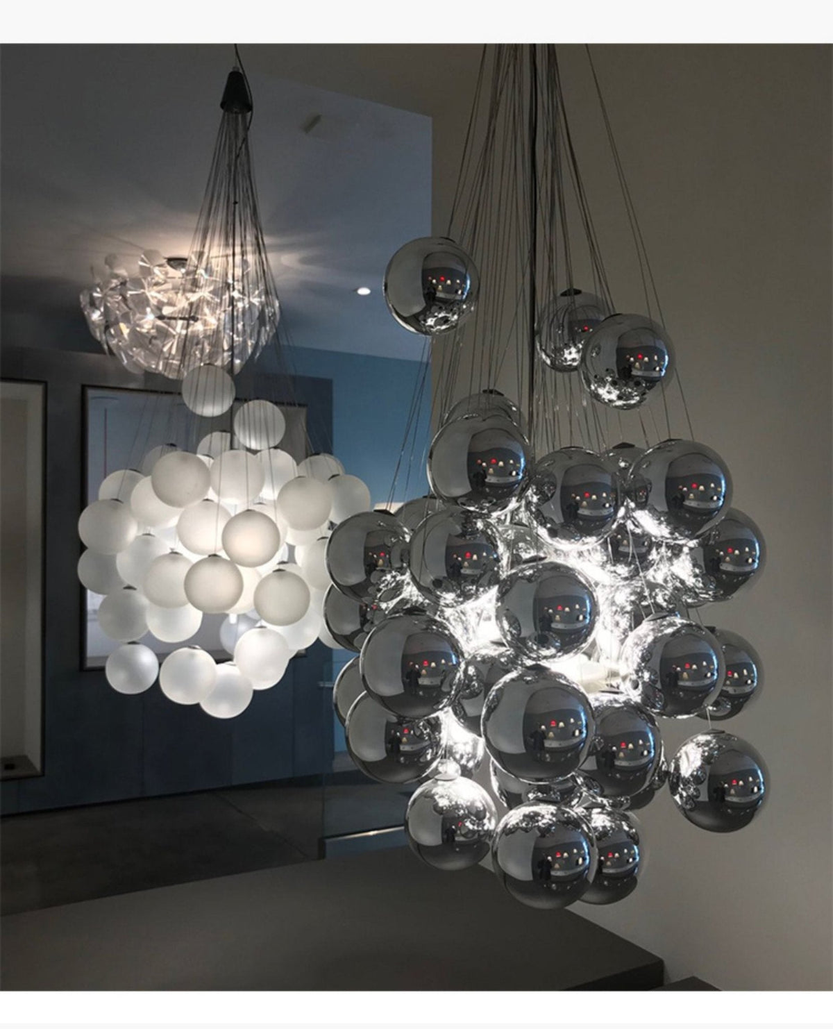Cumulus Cascade Chandelier — Modern Glass Sphere Pendant Light