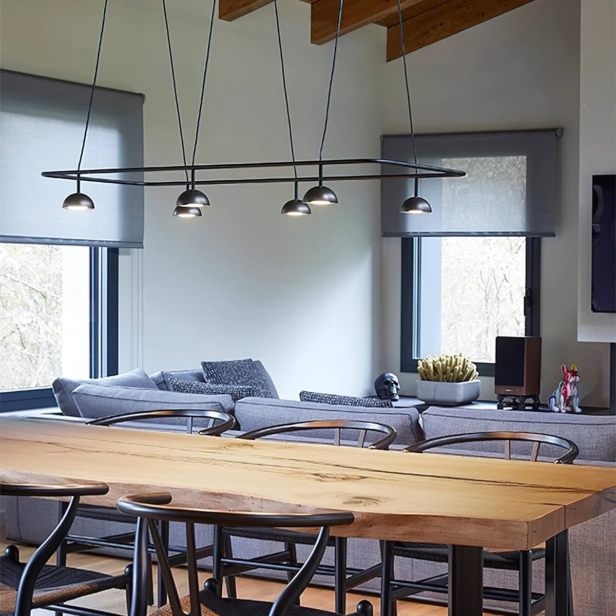 Cupolina LED Chandelier – Modern Black Metal Pendant Light for Dining Room and Living Room