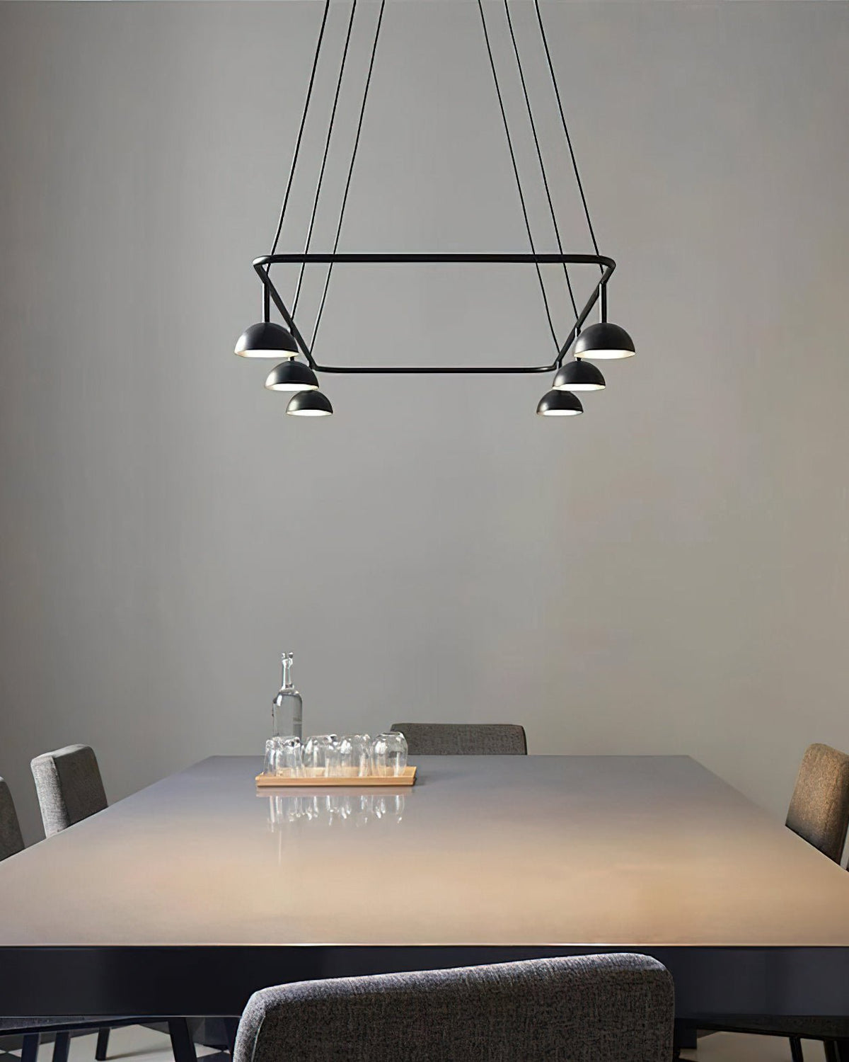 Cupolina LED Chandelier – Modern Black Metal Pendant Light for Dining Room and Living Room
