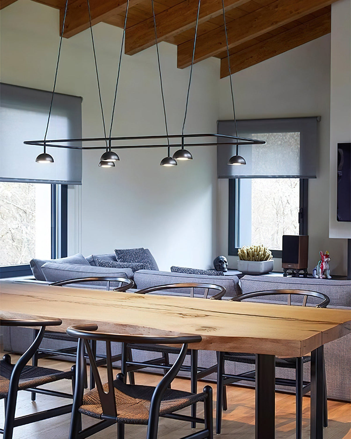 Cupolina LED Chandelier – Modern Black Metal Pendant Light for Dining Room and Living Room
