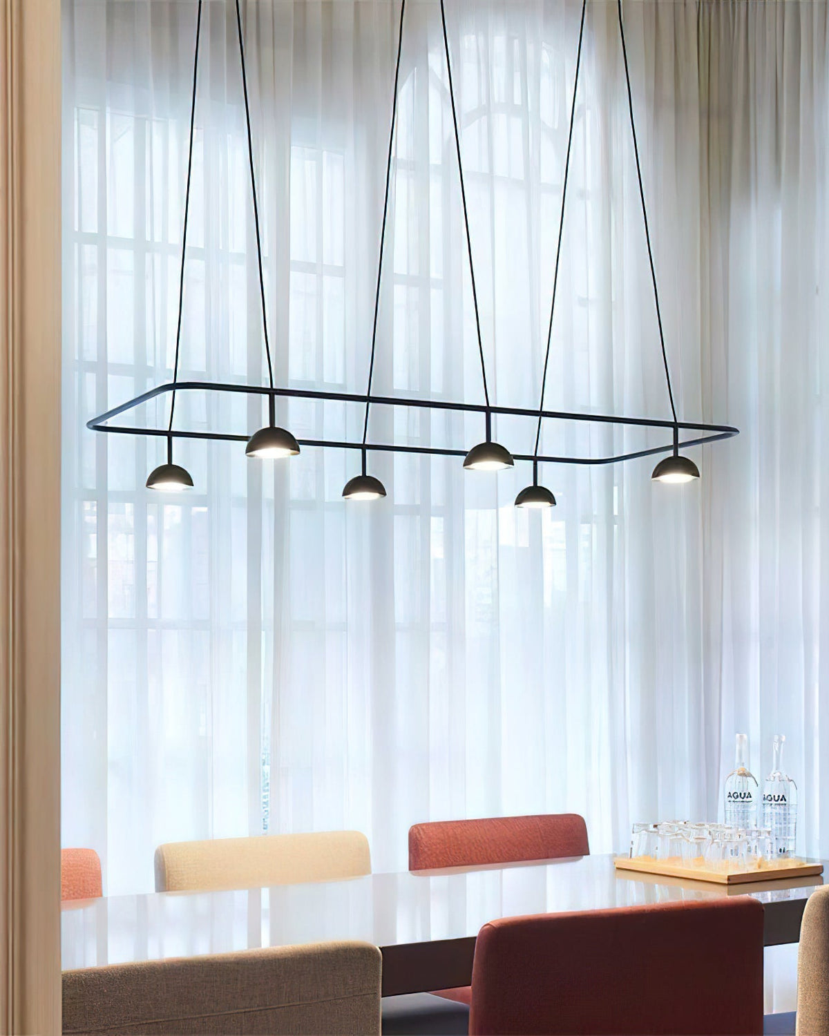 Cupolina LED Chandelier – Modern Black Metal Pendant Light for Dining Room and Living Room