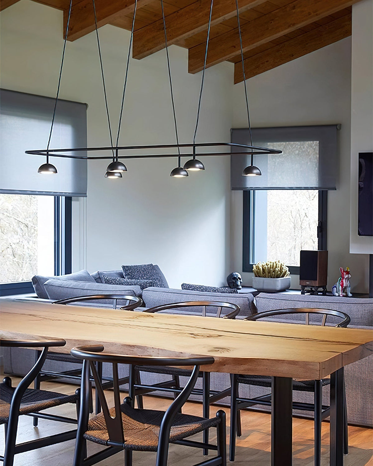 Cupolina LED Chandelier – Modern Black Metal Pendant Light for Dining Room and Living Room