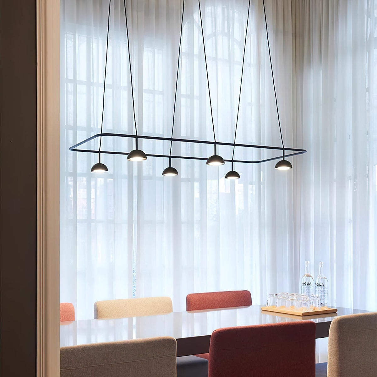 Cupolina LED Chandelier – Modern Black Metal Pendant Light for Dining Room and Living Room
