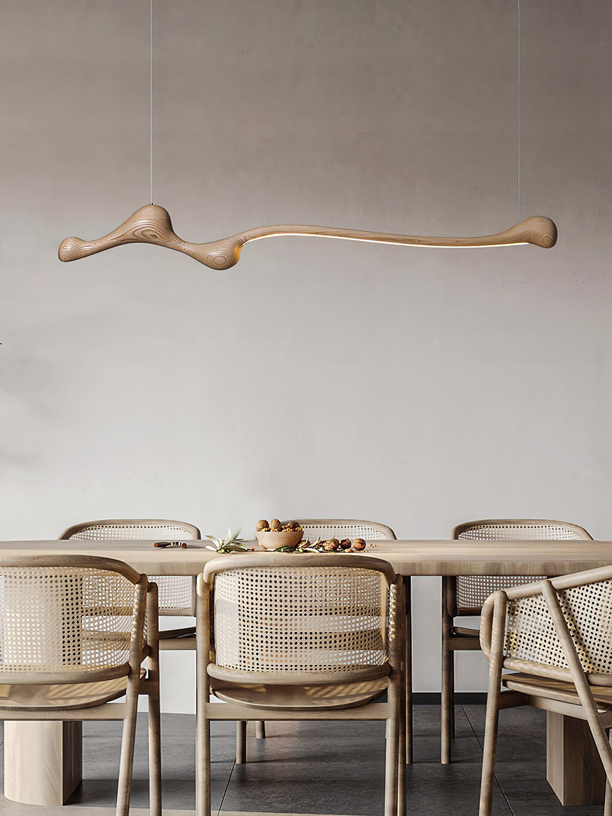 Curva Sculptural Wood LED Pendant Light – Modern Organic Design