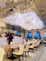 Gingko Leaves Linear Chandelier – Hand-Cast Porcelain Sculptural Pendant Light