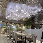 Gingko Leaves Linear Chandelier – Hand-Cast Porcelain Sculptural Pendant Light