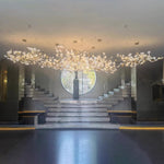 Gingko Leaves Linear Chandelier – Hand-Cast Porcelain Sculptural Pendant Light