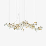 Gingko Leaves Linear Chandelier – Hand-Cast Porcelain Sculptural Pendant Light