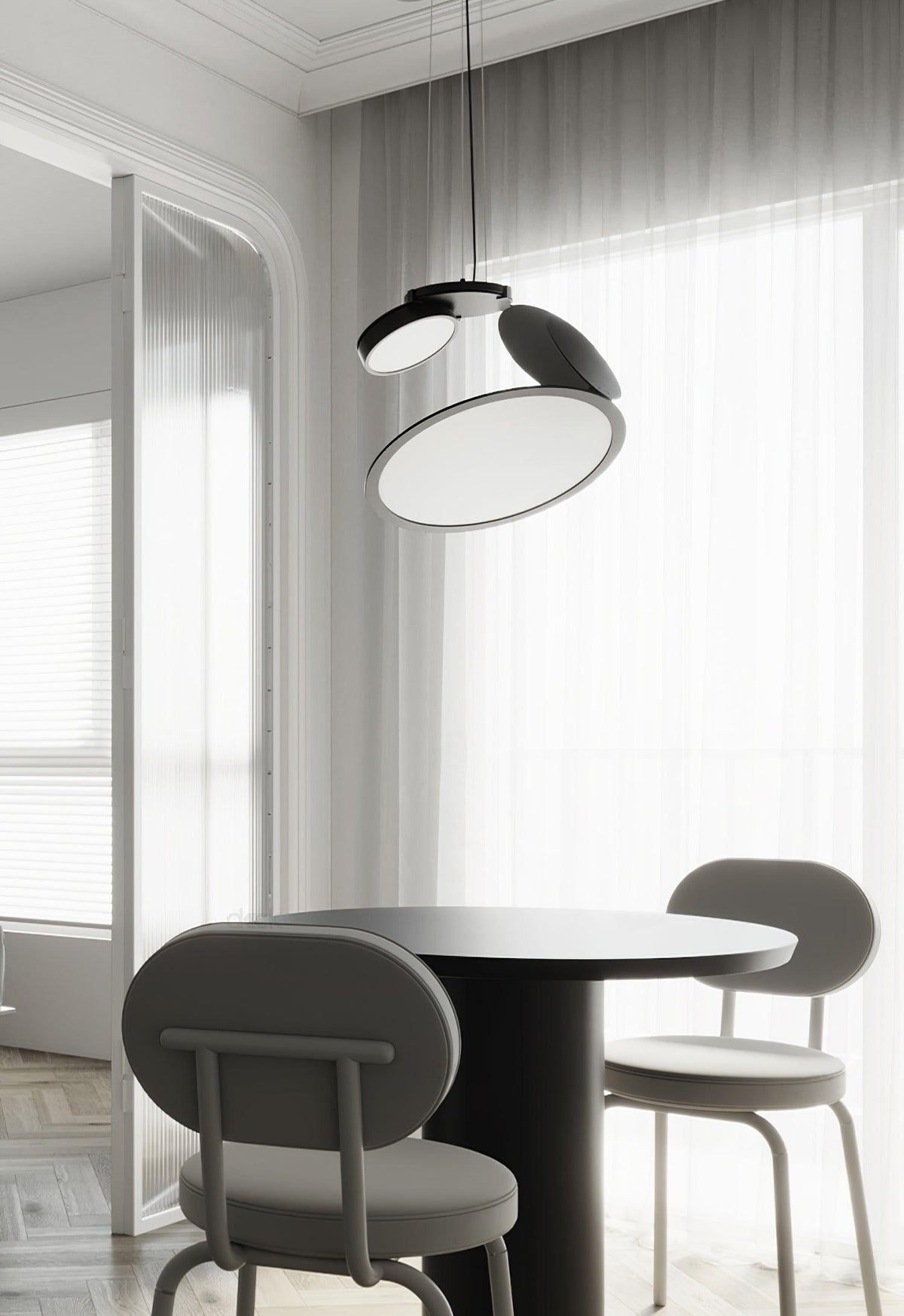 Cut Pendant Lamp – Modern LED Ceiling Light in Black Aluminum