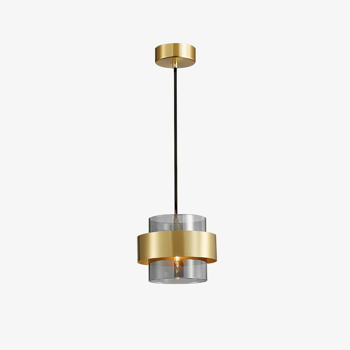 Cylinder Glass Pendant Light with Brass Accents for Modern Interiors