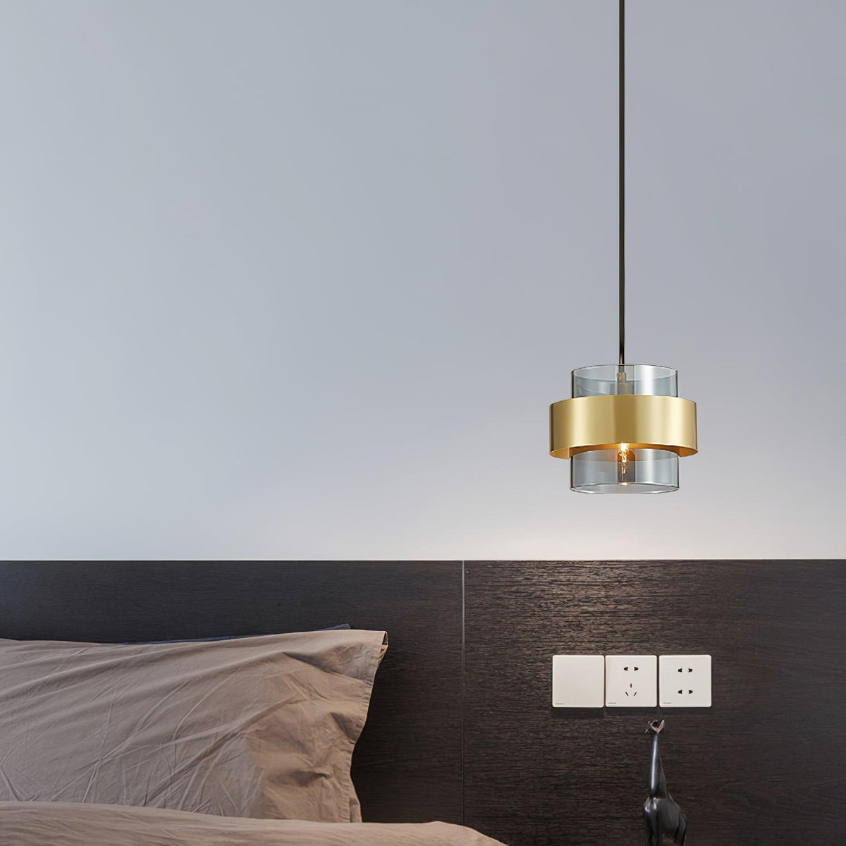 Cylinder Glass Pendant Light with Brass Accents for Modern Interiors