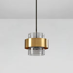 Cylinder Glass Pendant Light with Brass Accents for Modern Interiors
