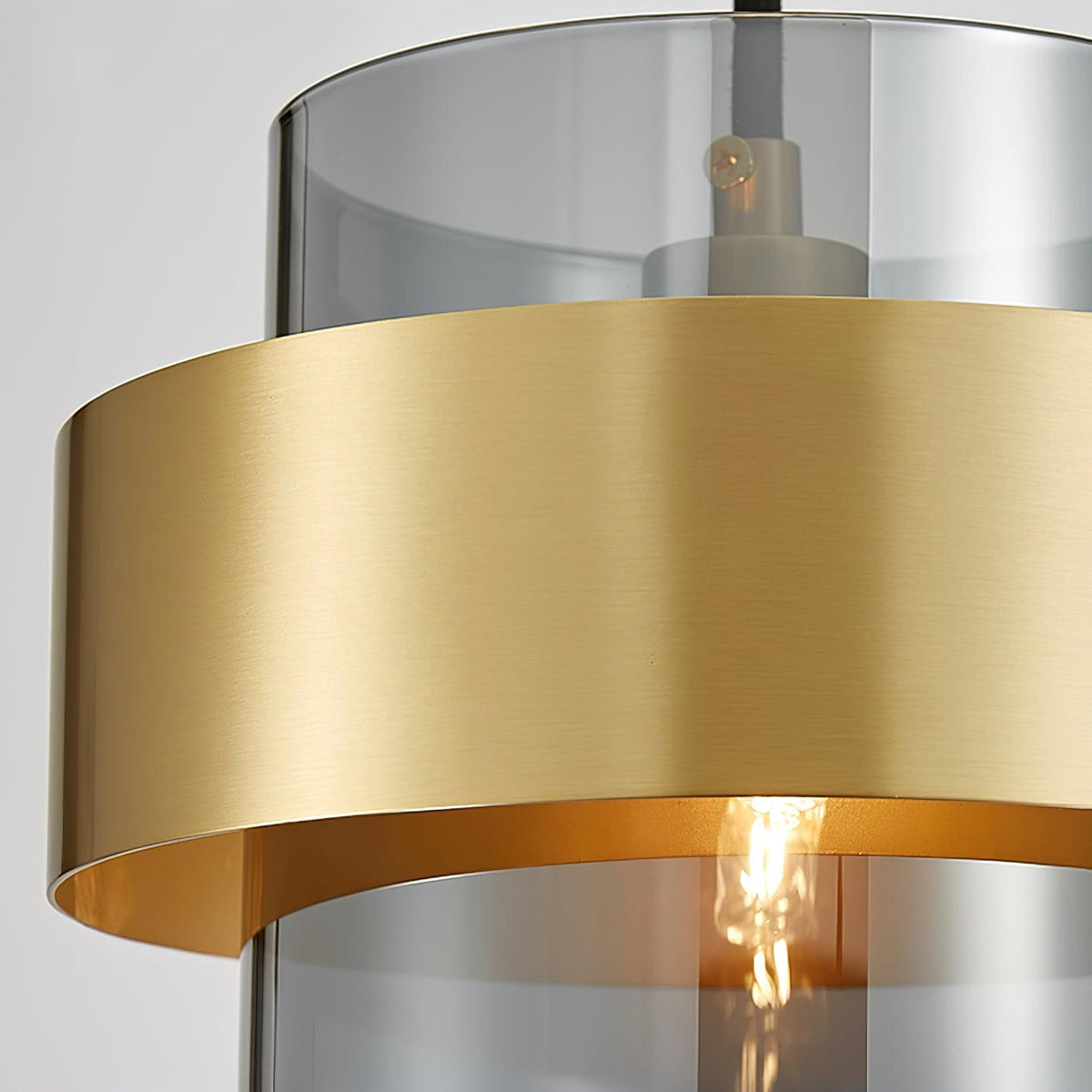 Cylinder Glass Pendant Light with Brass Accents for Modern Interiors