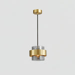 Cylinder Glass Pendant Light with Brass Accents for Modern Interiors