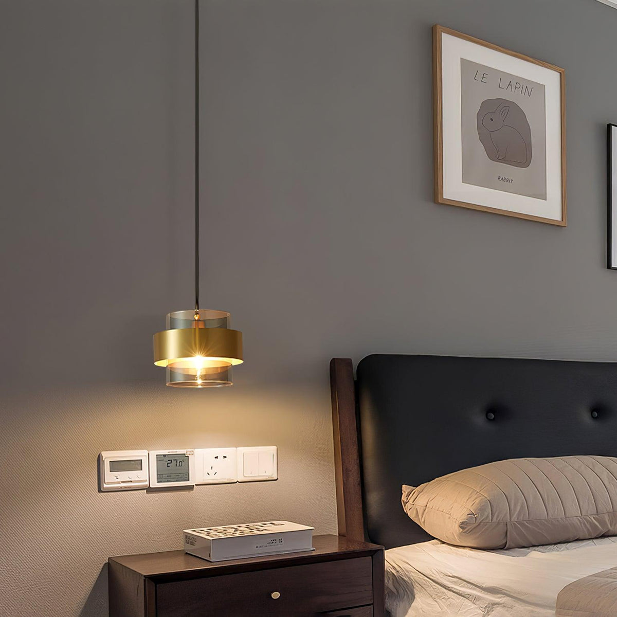 Cylinder Glass Pendant Light with Brass Accents for Modern Interiors