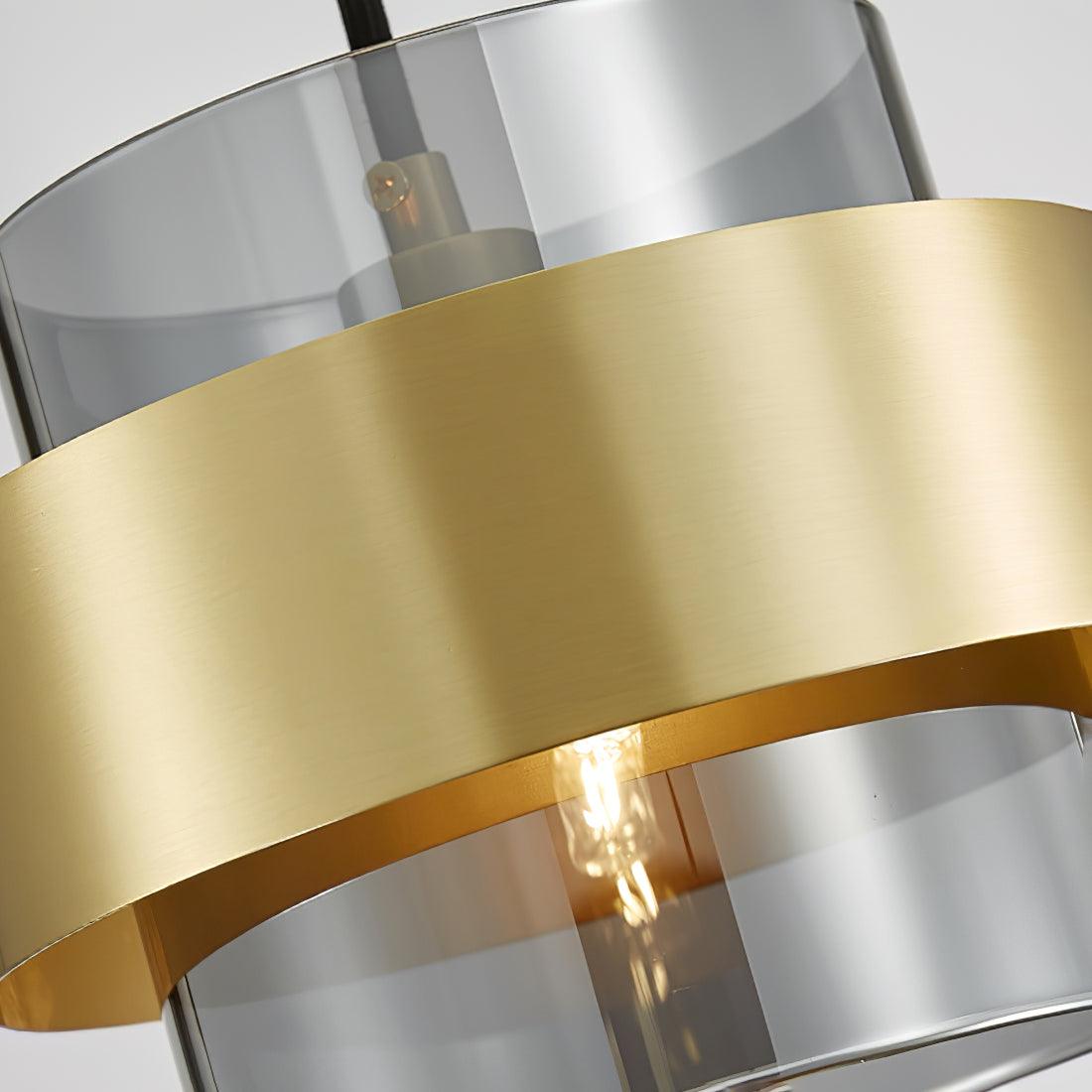 Cylinder Glass Pendant Light with Brass Accents for Modern Interiors