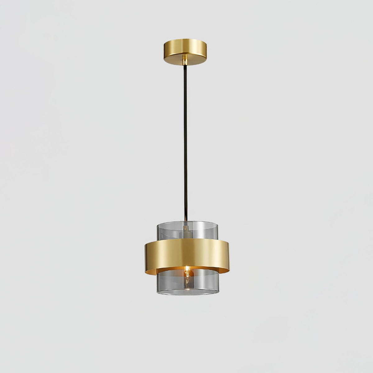 Cylinder Glass Pendant Light with Brass Accents for Modern Interiors