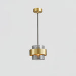 Cylinder Glass Pendant Light with Brass Accents for Modern Interiors