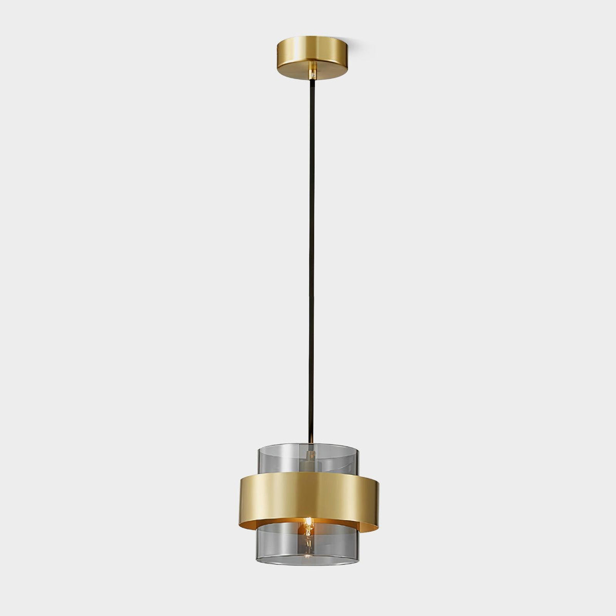 Cylinder Glass Pendant Light with Brass Accents for Modern Interiors