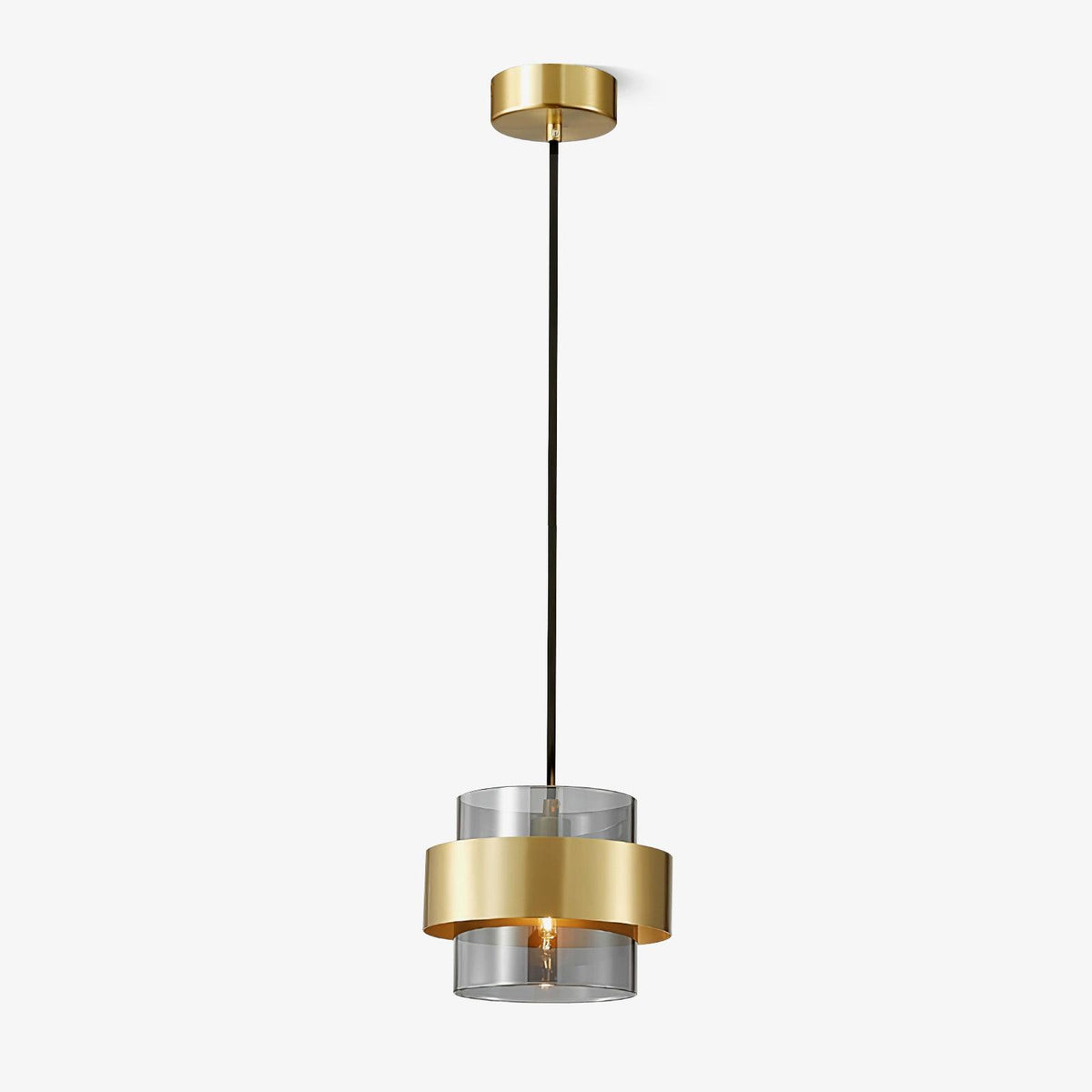 Cylinder Glass Pendant Light with Brass Accents for Modern Interiors
