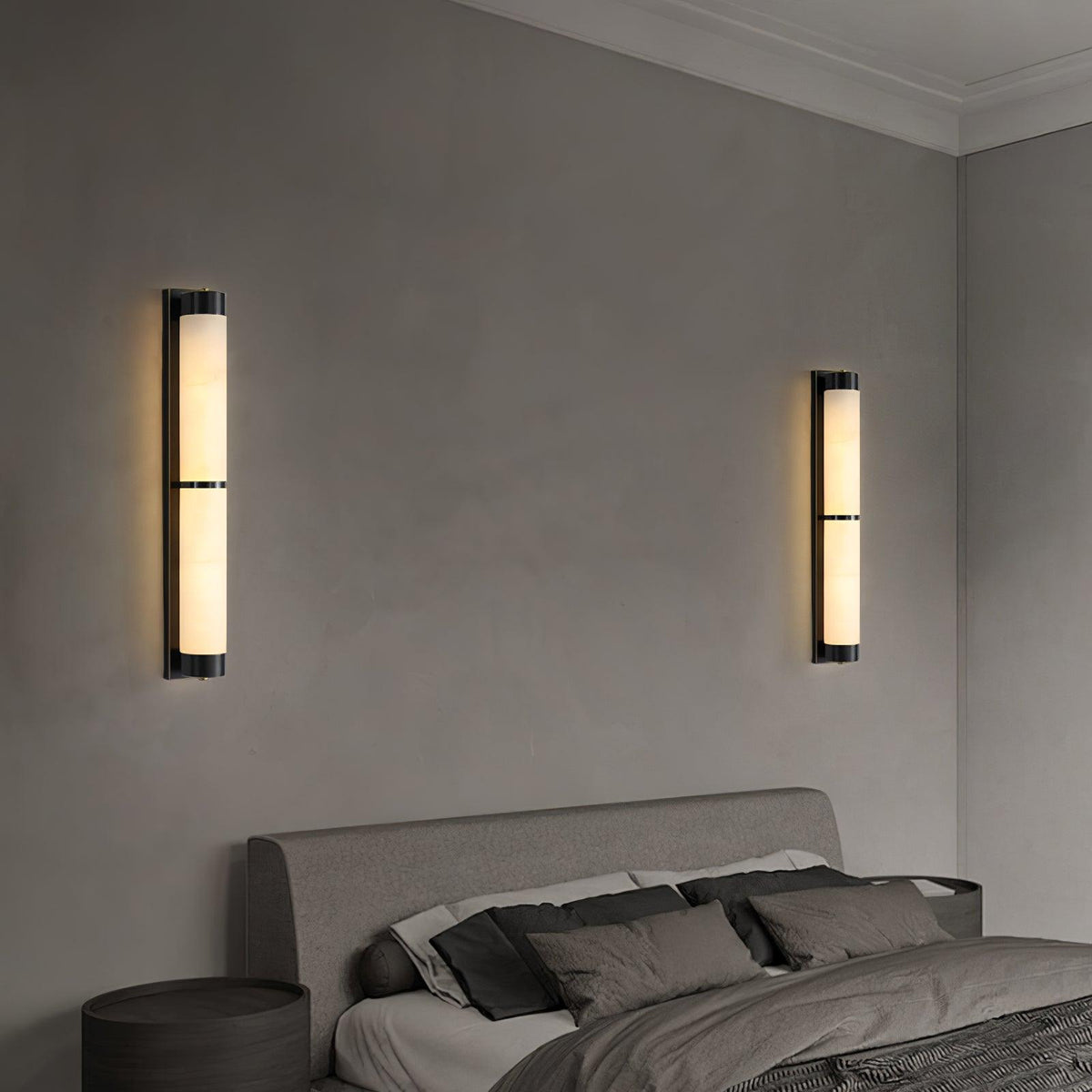 Cylindra Alabaster Brass Wall Sconce – Modern LED Wall Light